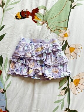 Little Sleepies Lavender Ruffle Skirt with Pastel Shell Print